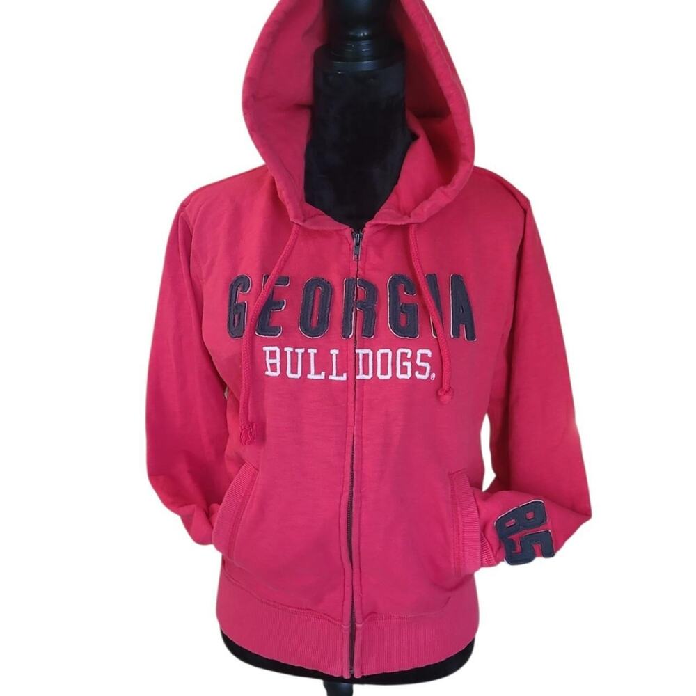 Colosseum Athletics Georgia Bulldogs Red Zip Up Hoodie Size M